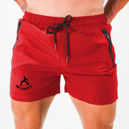 Mens Workout Gym Shorts Quick Dry Running Shorts with Liner Training Athletic Shorts with Zipper Pockets Red