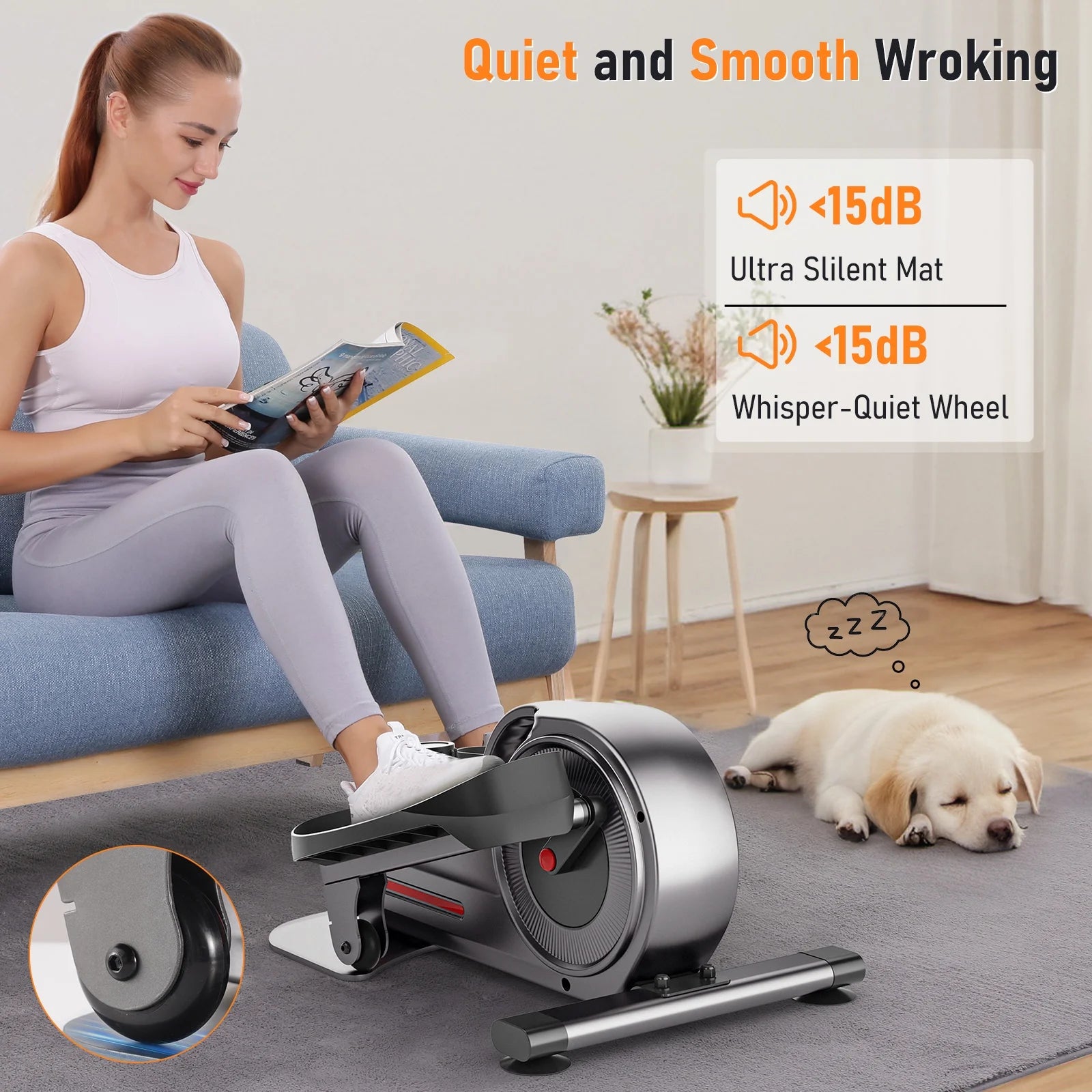 under Desk Elliptical Portable Pedal Exerciser Equipment for Senior Leg Workout Home Office Fitness