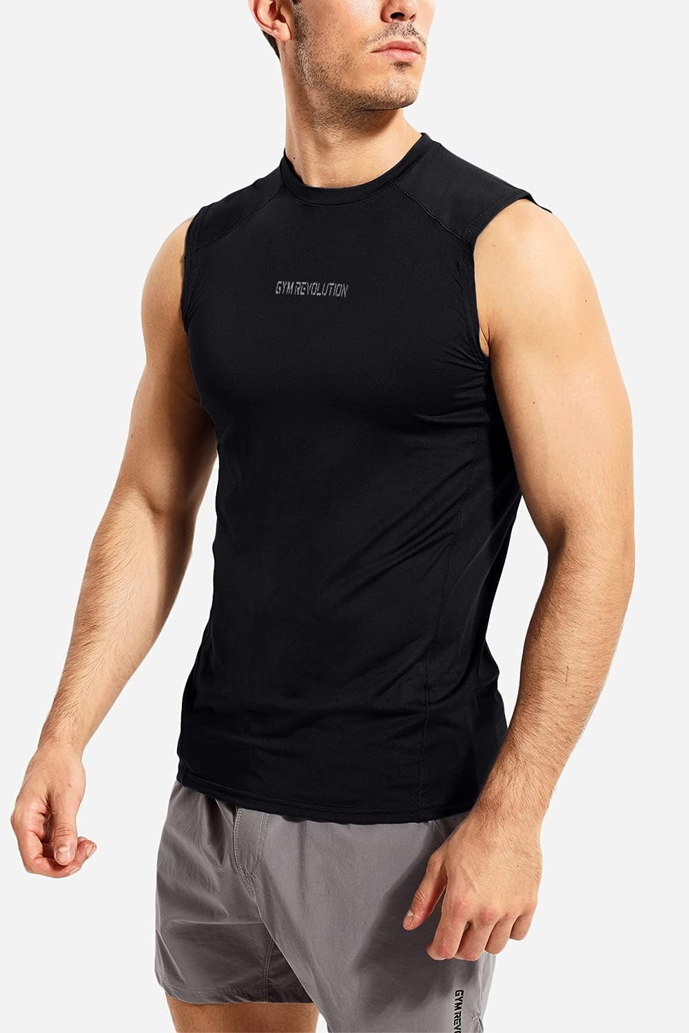 Men'S 3 Pack Workout Gym Muscle Sleeveless Shirts Fitness Running Quick Dry Tank Tops Black Grey Red XL