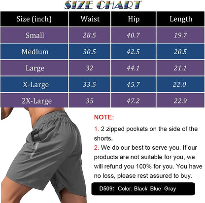 Men Workout Shorts with Pockets Breathable Quick Dry Gym Shorts for Running Training and Fitness