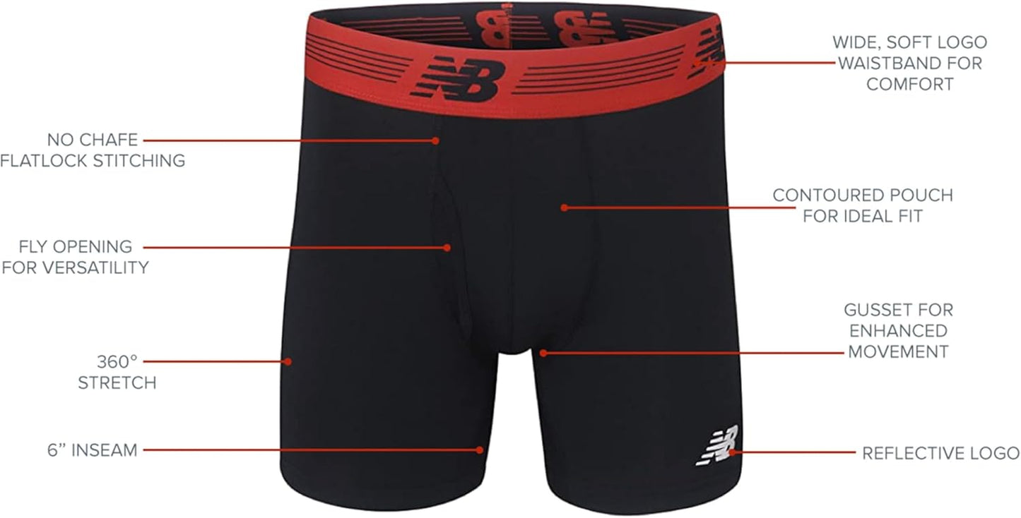 Men'S Performance Boxer Briefs with Fly, Breathable Stretch Underwear, Moisture Wicking, Soft Waistband (3 Pack)