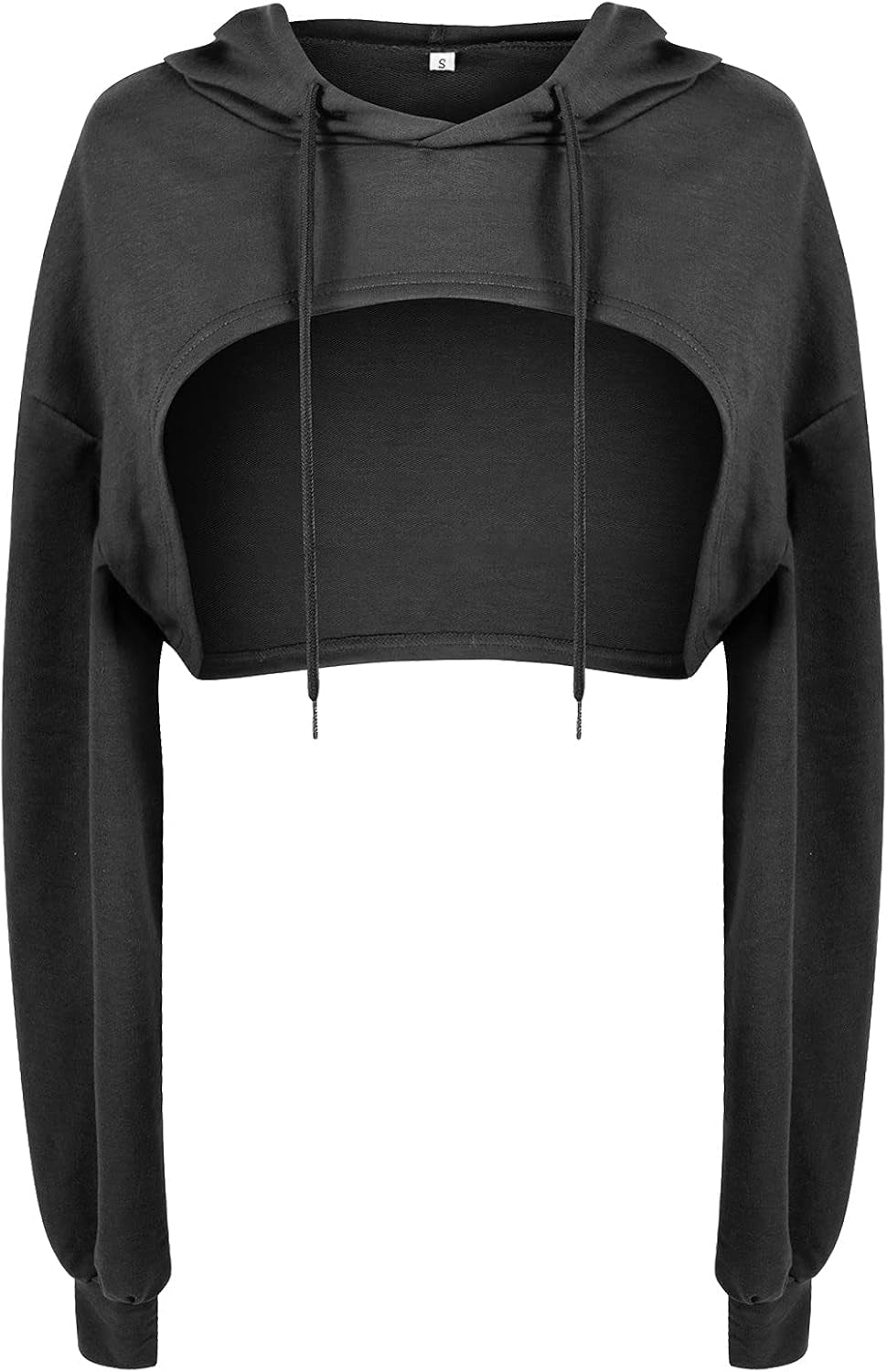 Women Long Sleeve Cropped Super Crop Top Hoodies Sweatshirt Aesthetic Punk Hip Hop Dance Sexy Rave Cloth