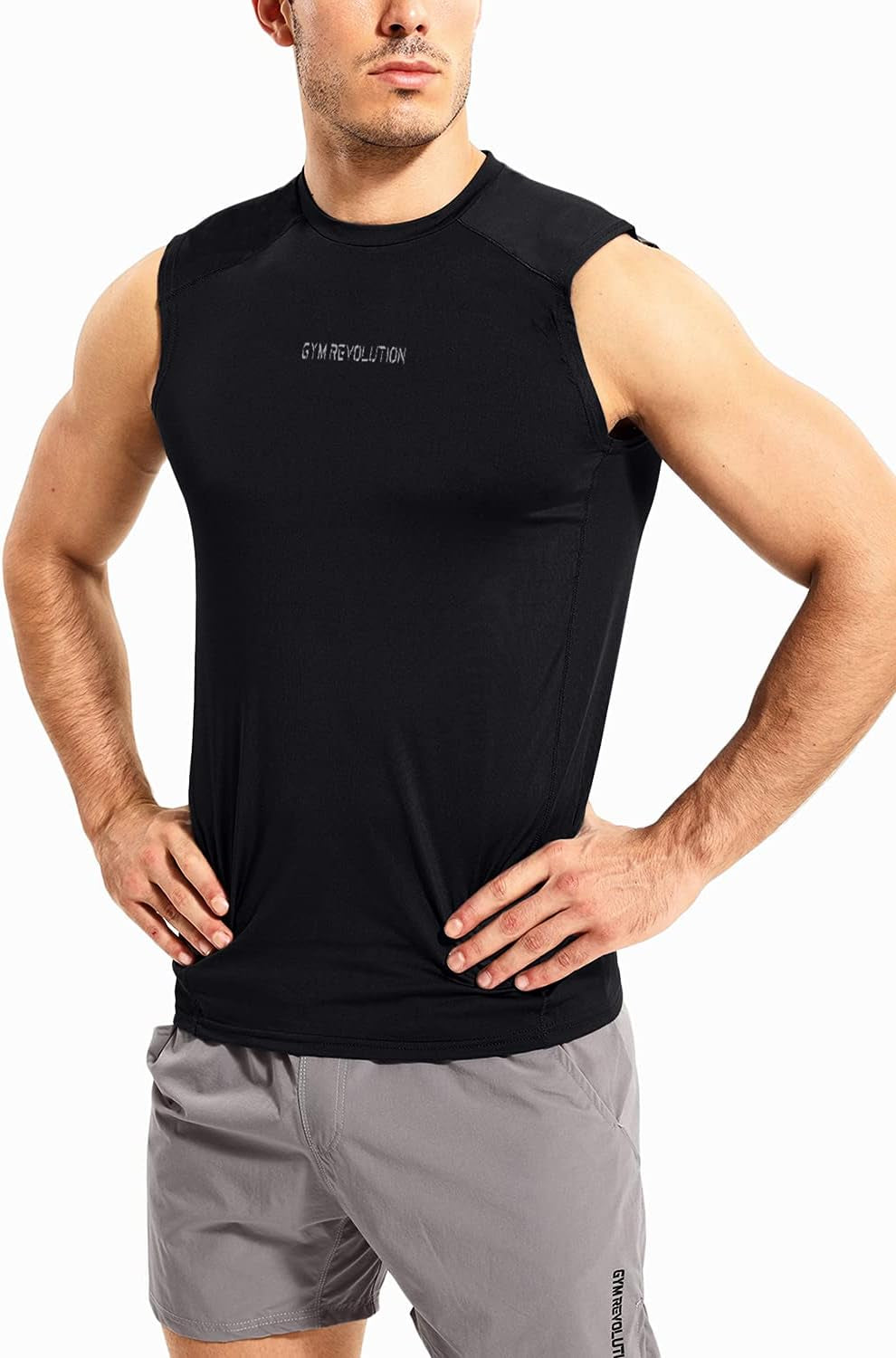 Men'S 3 Pack Workout Gym Muscle Sleeveless Shirts Fitness Running Quick Dry Tank Tops Black Grey Red XL