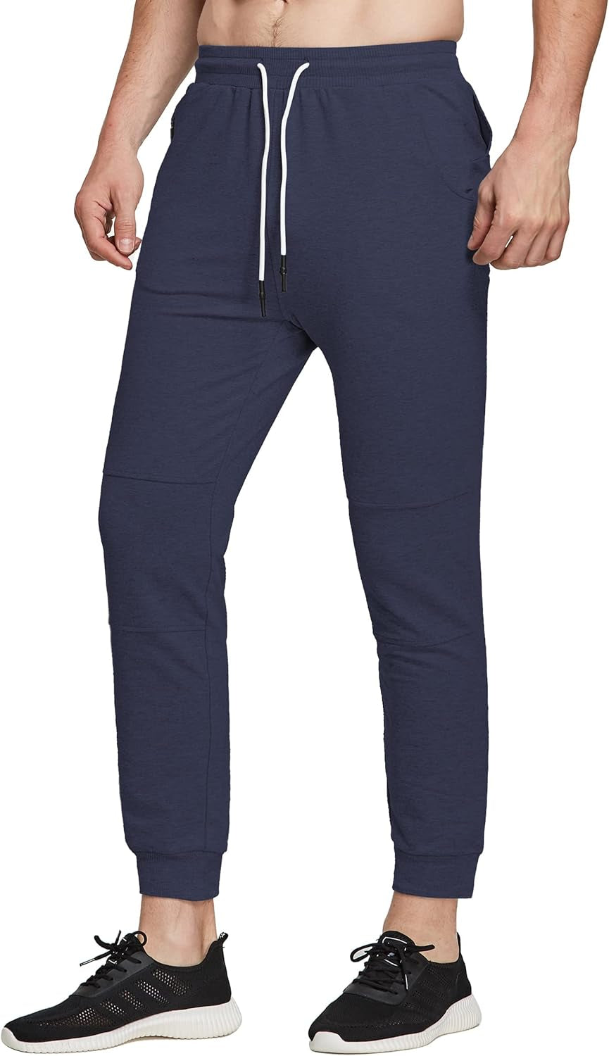 Men'S Jogger Sweatpants Tapered Workout Pants Slim Fit Mens Gym Jogger Pants with Zipper Pockets