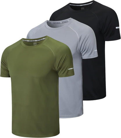Men'S 1/3 Pack Workout Shirts Quick Dry Moisture Wicking Short Sleeve Mesh Athletic T-Shirts