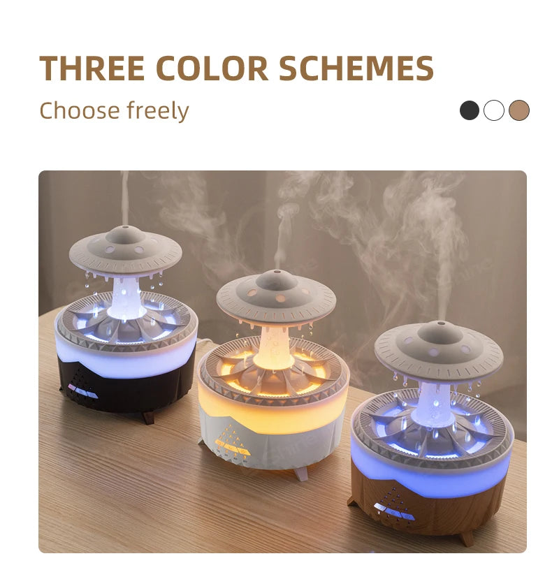 Rain Cloud Humidifier Water Drip with Remote Raindrop Humidifier Rain Cloud Diffuser Mushroon Air Humidifier with Rain Lamp