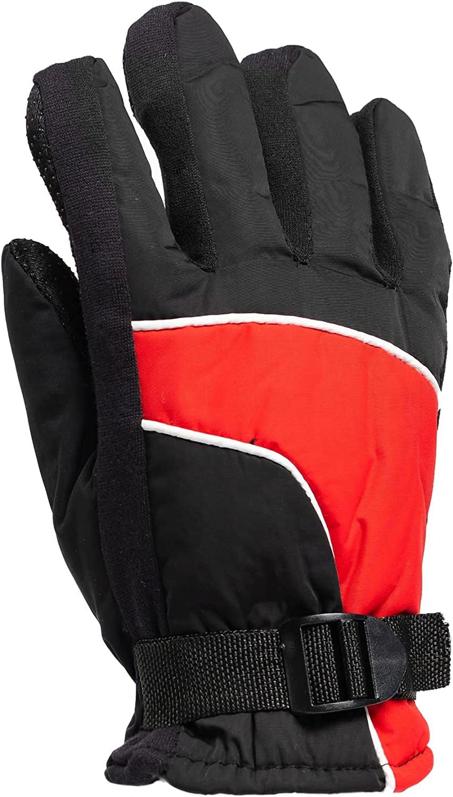 Winter Ski Gloves Fleece Lined Adjustable Strap Water Resistant for Men, Women, Kids