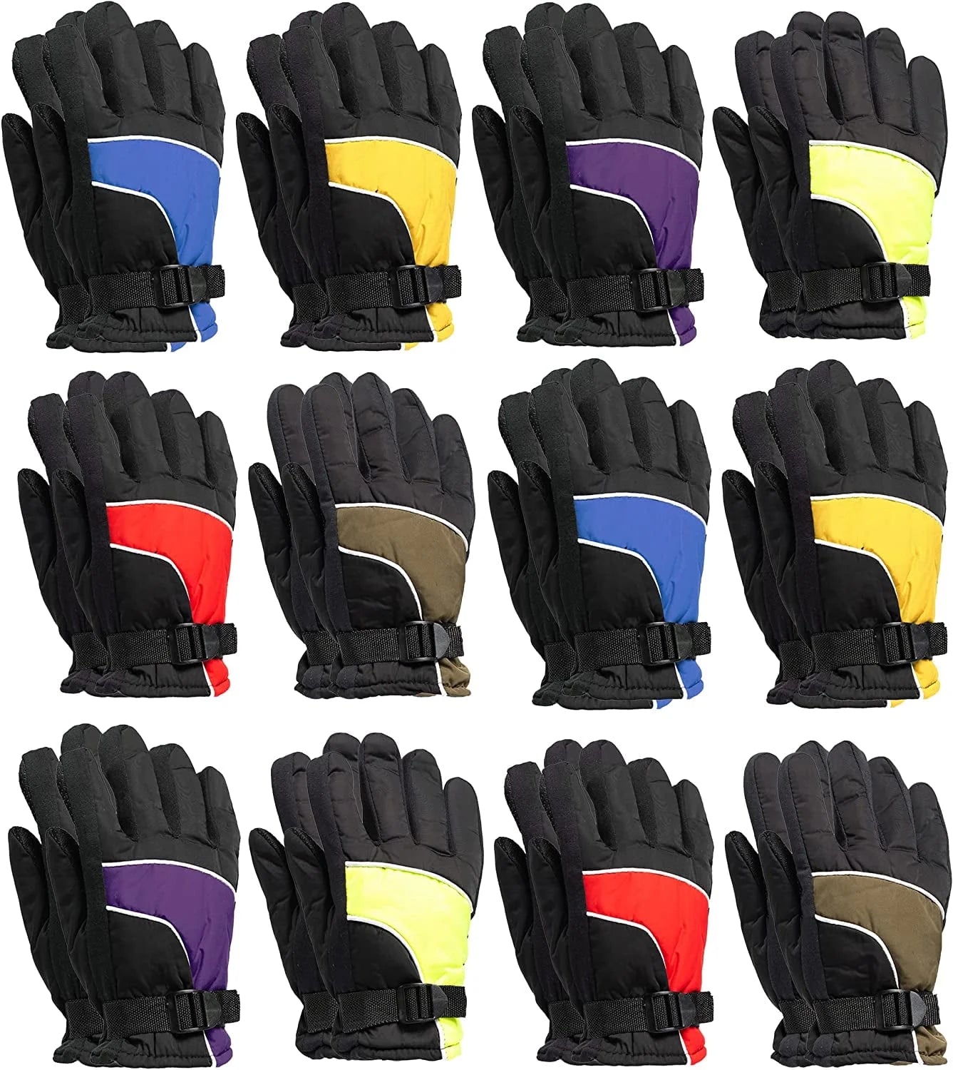 Winter Ski Gloves Fleece Lined Adjustable Strap Water Resistant for Men, Women, Kids